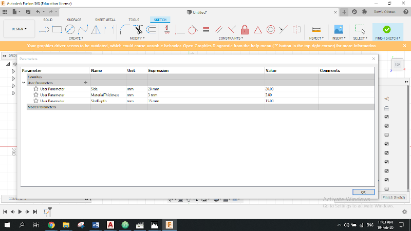 Fusion parameters trial 01